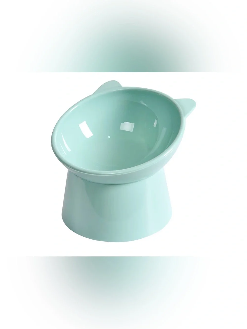 PET BOWL CAT EARS ELEVATED TILTED MINT GREEN MEDIUM/SMALL